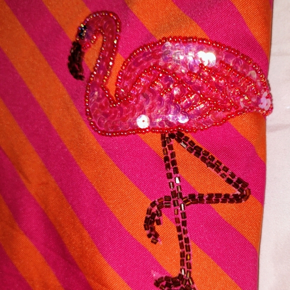 XOXO Skirt Womens Adult Size Large Color Pink/Orange Striped Sequin Flamingo  - Picture 3 of 4